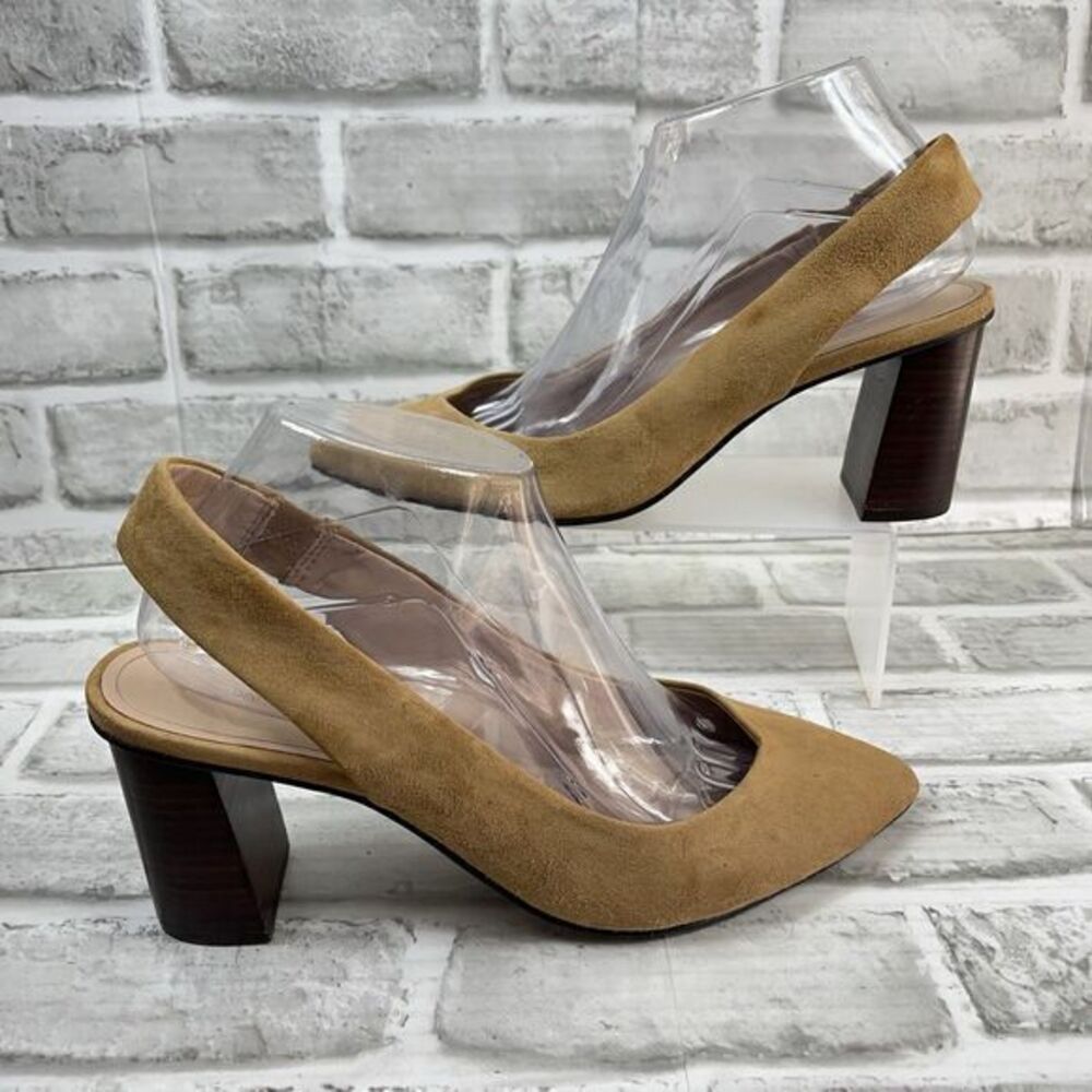 Banana Republic Women's Size 8.5 Tan Suede Sling Back Block Heel Pumps